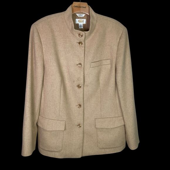 Vtg Talbots Camel Hair Jacket Women 14 Tan Classic Old Money Preppy Coat Neutral - Picture 1 of 13